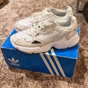 Adidas Cream and White Falcon Sneakers